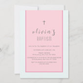 Roze moderne kruis doopfeest meisje doop kaart (Voorkant)