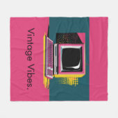 Roze Moderne Kunst Computer Fleece Deken (Voorkant (Horizontaal))