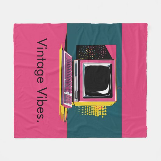 Roze Moderne Kunst Computer Fleece Deken (Voorkant (Horizontaal))