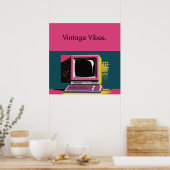 Roze moderne kunst vintage computerposter poster (Keuken)