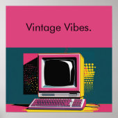 Roze moderne kunst vintage computerposter poster (Voorkant)