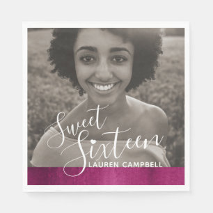 Roze moderne kunst, zoete zestien fotosjabloon servet