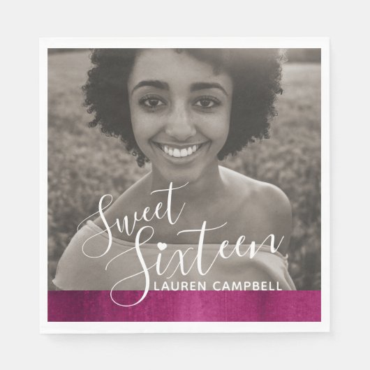 Roze moderne kunst, zoete zestien fotosjabloon servet (Voorkant)