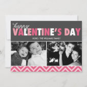 Roze moderne letters Valentijnsdag foto Feestdagenkaart (Voorkant)