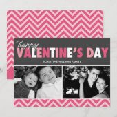 Roze moderne letters Valentijnsdag foto Feestdagenkaart (Voorkant / Achterkant)