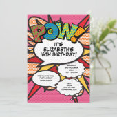 Roze Moderne Leuke Verjaardagsfeest Stripboek Elke Kaart (Staand voorkant)