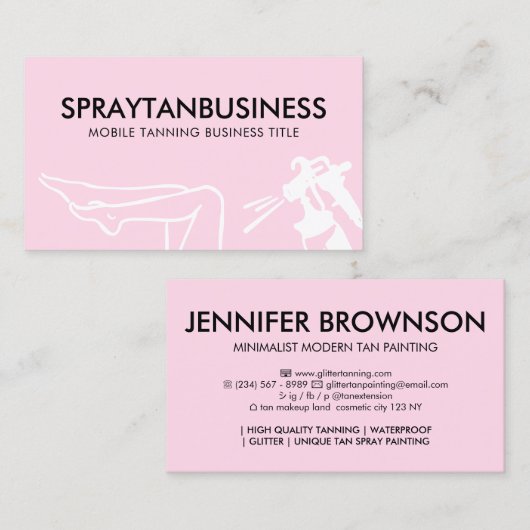 Roze moderne lichaamsmengte verstuiver visitekaartje (Voorkant / Achterkant)