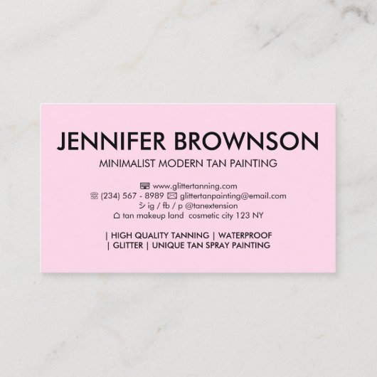 Roze moderne lichaamsmengte verstuiver visitekaartje (Achterkant)