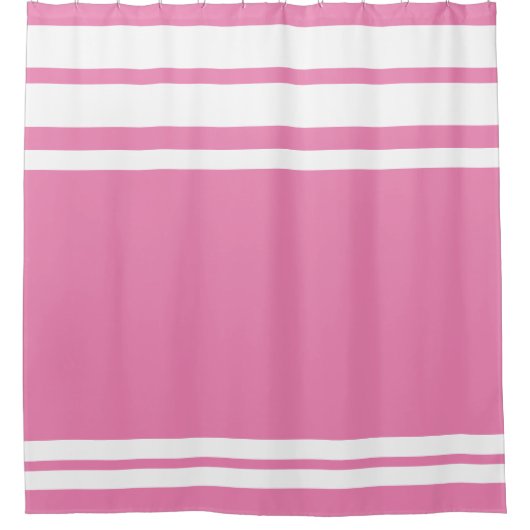 Roze: Moderne Lijnen in Wit Douchegordijn (Voorkant)