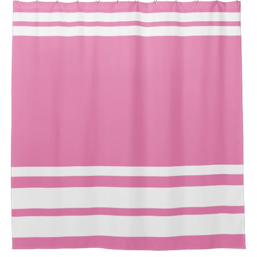Roze: Moderne Lijnen in Wit Douchegordijn (Voorkant)