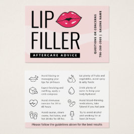 Roze moderne lip filler nazorg advies visitekaartje