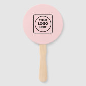 Roze moderne Logo | Aangepaste merkpromotie Handwaaier (Achterkant)