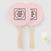 Roze moderne Logo | Aangepaste merkpromotie Handwaaier (Voorkant en achterkant)