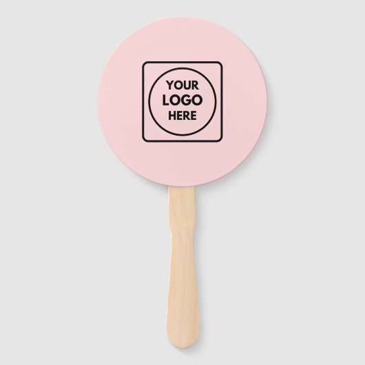 Roze moderne Logo | Aangepaste merkpromotie Handwaaier (Voorkant)