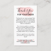 Roze moderne  Logo Hartelijk dank voor uw bestelli Visitekaartje (Achterkant)