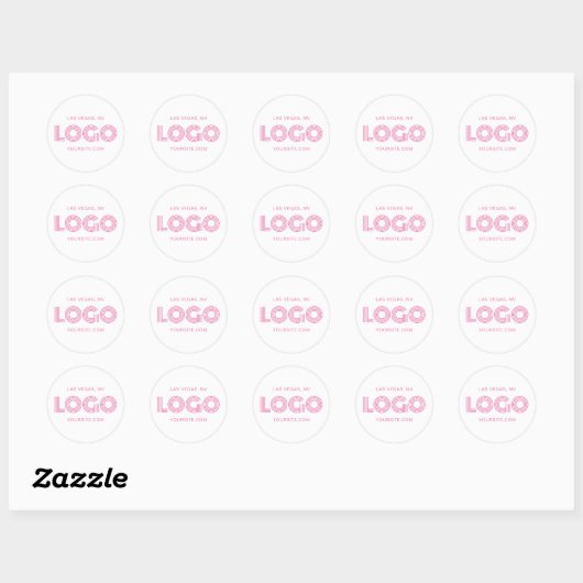 Roze Moderne Logo Promo Ronde Sticker (Vel)
