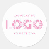 Roze Moderne Logo Promo Ronde Sticker (Voorkant)