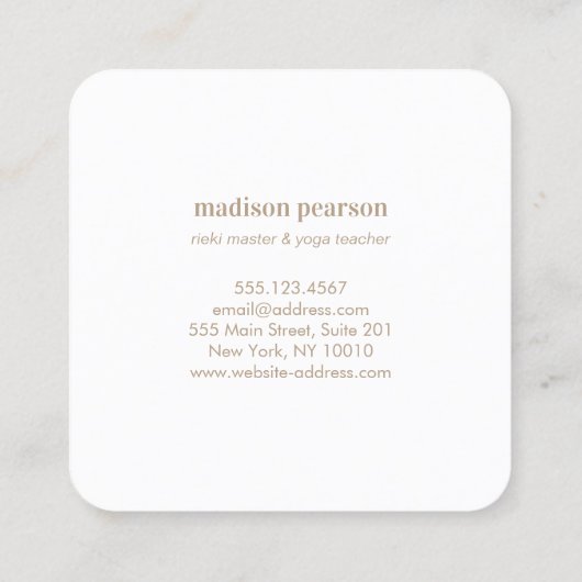 Roze Moderne Lotus Mandala Flower Energy Healer Vierkante Visitekaartje (Achterkant)