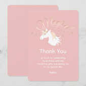 Roze Moderne Magische Eenhoorn Bedankkaart (Voorkant / Achterkant)