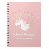 Roze Moderne Magische Eenhoorn Kids Notitieboek (Voorkant)