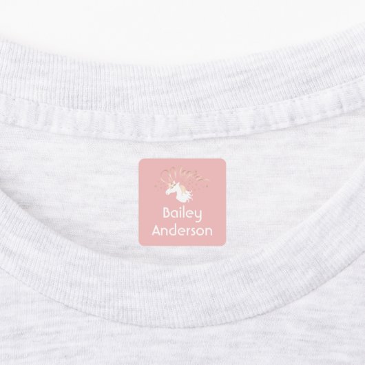 Roze moderne magische eenhoorn Kinder kleding Labels (Aangebracht)