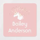 Roze moderne magische eenhoorn Kinder kleding Labels (Design 1)