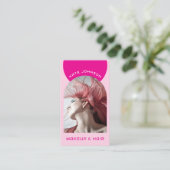 Roze Moderne Make-up Haar Boog Foto QR Code Logo Visitekaartje (Staand voorkant)