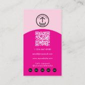 Roze Moderne Make-up Haar Boog Foto QR Code Logo Visitekaartje (Achterkant)