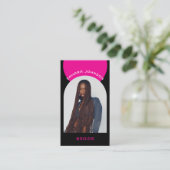 Roze Moderne Make-up Haar Boog Foto QR Code Logo Visitekaartje (Staand voorkant)