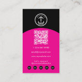 Roze Moderne Make-up Haar Boog Foto QR Code Logo Visitekaartje (Achterkant)