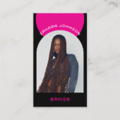 Roze Moderne Make-up Haar Boog Foto QR Code Logo Visitekaartje (Voorkant)