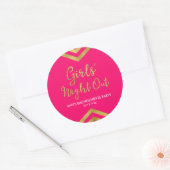 Roze Moderne Meisjes Nacht Uit Faux Gold Chevron Ronde Sticker (Envelop)