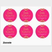 Roze Moderne Meisjes Nacht Uit Faux Gold Chevron Ronde Sticker (Vel)