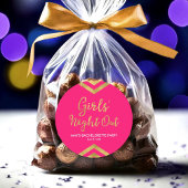 Roze Moderne Meisjes Nacht Uit Faux Gold Chevron Ronde Sticker