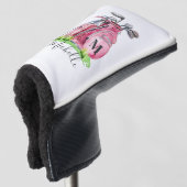 Roze Moderne Meisjesachtige Script Monogram Golfheadcover (3/4 voorkant)