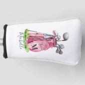 Roze Moderne Meisjesachtige Script Monogram Golfheadcover (Voorkant)
