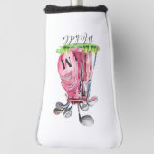 Roze Moderne Meisjesachtige Script Monogram Golfheadcover (Draai 90)