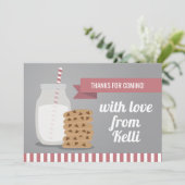 Roze moderne melk en koekjes gestreept Dank u wel Bedankkaart (Staand voorkant)