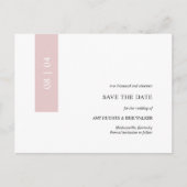 Roze Moderne Minimale Eenvoudige bruiloft sparen d Aankondigingskaart (Voorkant)