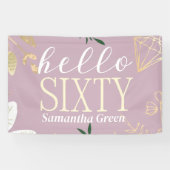 Roze Moderne Minimale Elegante Eenvoudige 60e Verj Spandoek (Horizontaal)