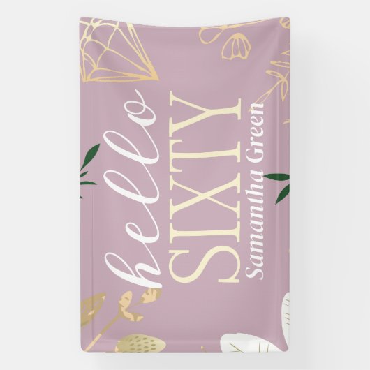 Roze Moderne Minimale Elegante Eenvoudige 60e Verj Spandoek (Verticaal)