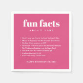 Roze Moderne Minimale Leuke Feiten Verjaardag Servet (Voorkant)