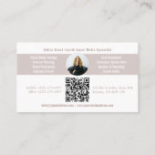 Roze Moderne Minimale Monogram Script Foto QR Code Visitekaartje (Achterkant)
