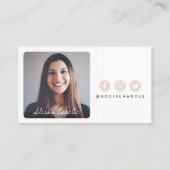 Roze Moderne & Minimale Sociale Media Volg mij Fot Visitekaartje (Achterkant)