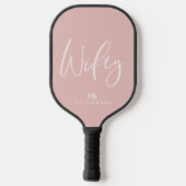 Roze Moderne Minimale Wifey Script Persoonlijke na Pickleball Paddle (Achterkant)