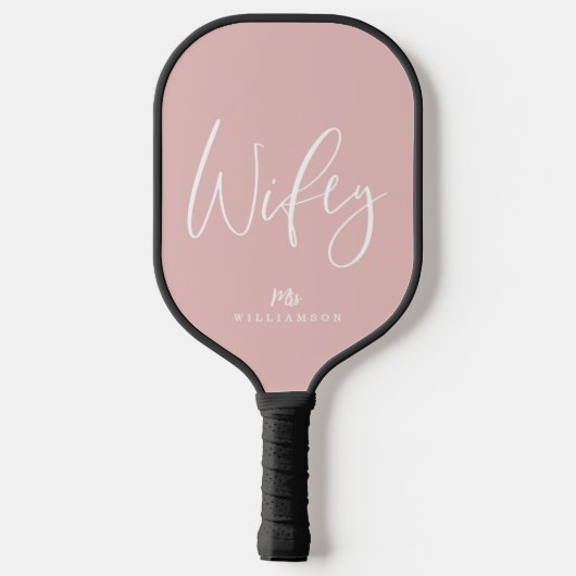 Roze Moderne Minimale Wifey Script Persoonlijke na Pickleball Paddle (Achterkant)