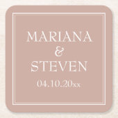 Roze moderne minimalistische bruiloft kartonnen onderzetters (Voorkant)