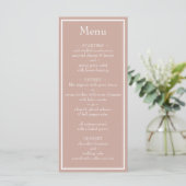 Roze moderne minimalistische bruiloft menu (Staand voorkant)