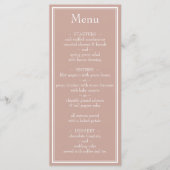 Roze moderne minimalistische bruiloft menu (Voorkant)