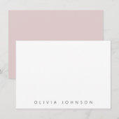 Roze Moderne Minimalistische Monogram Naam Persoon Notitiekaartje (Voorkant / Achterkant)